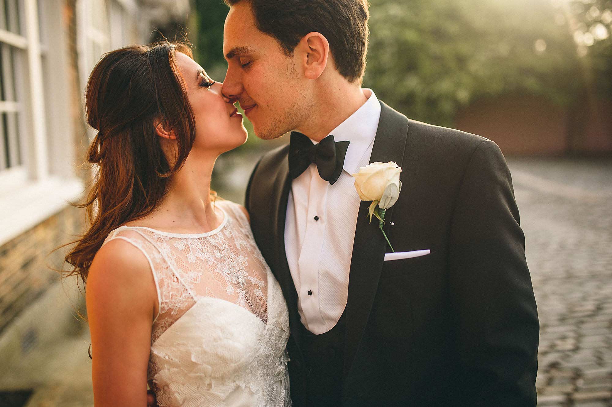 Jewish black tie bride and groom
