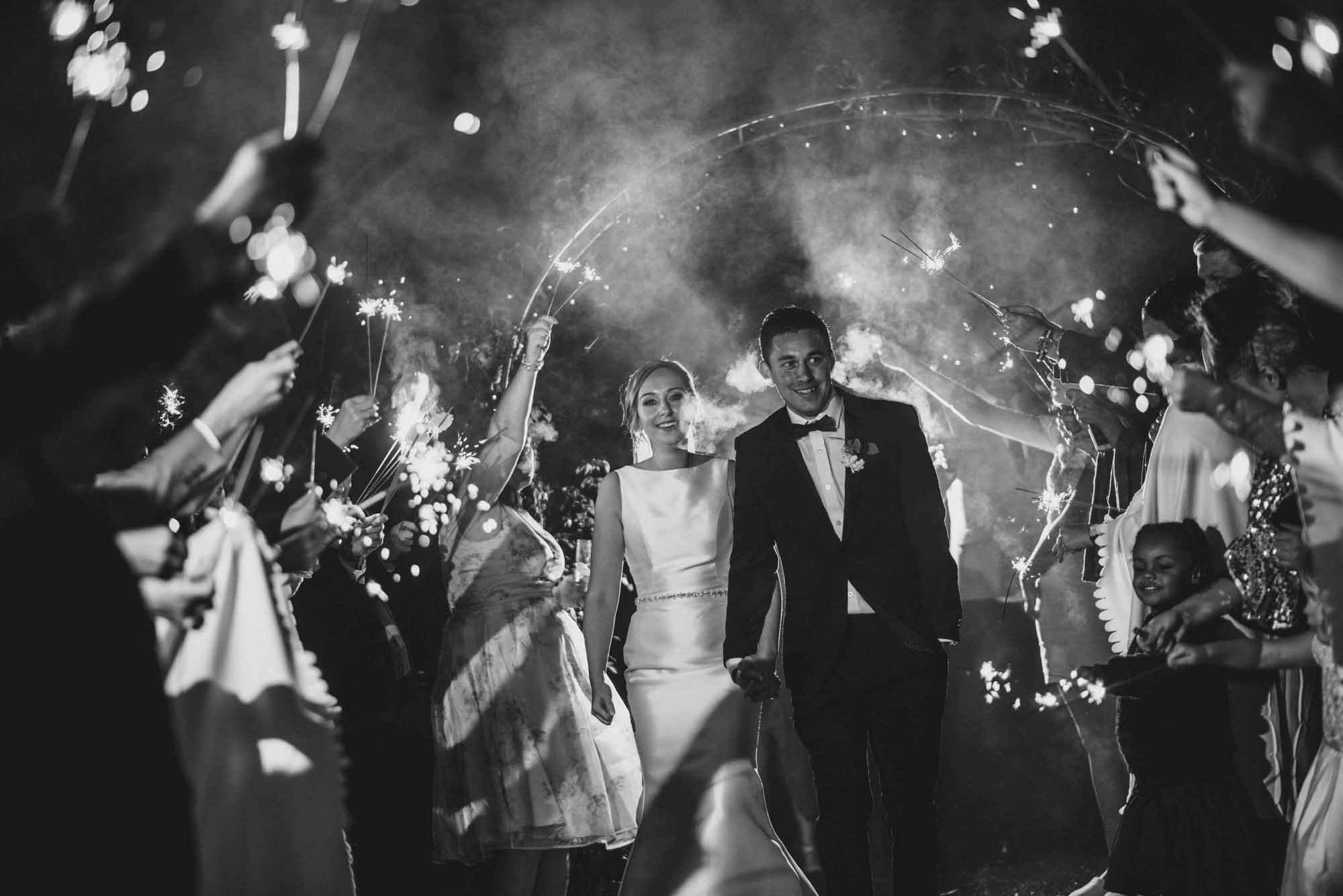 Sparklers Exit at Cripps Barn Wedding Photo